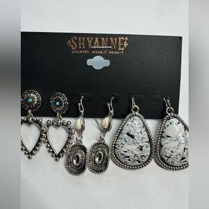Shyanne Silver and Black Marbled Earrings